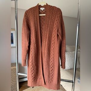 Nili Lotan x Target Rust Cable-Knit Open Cardigan, sz M